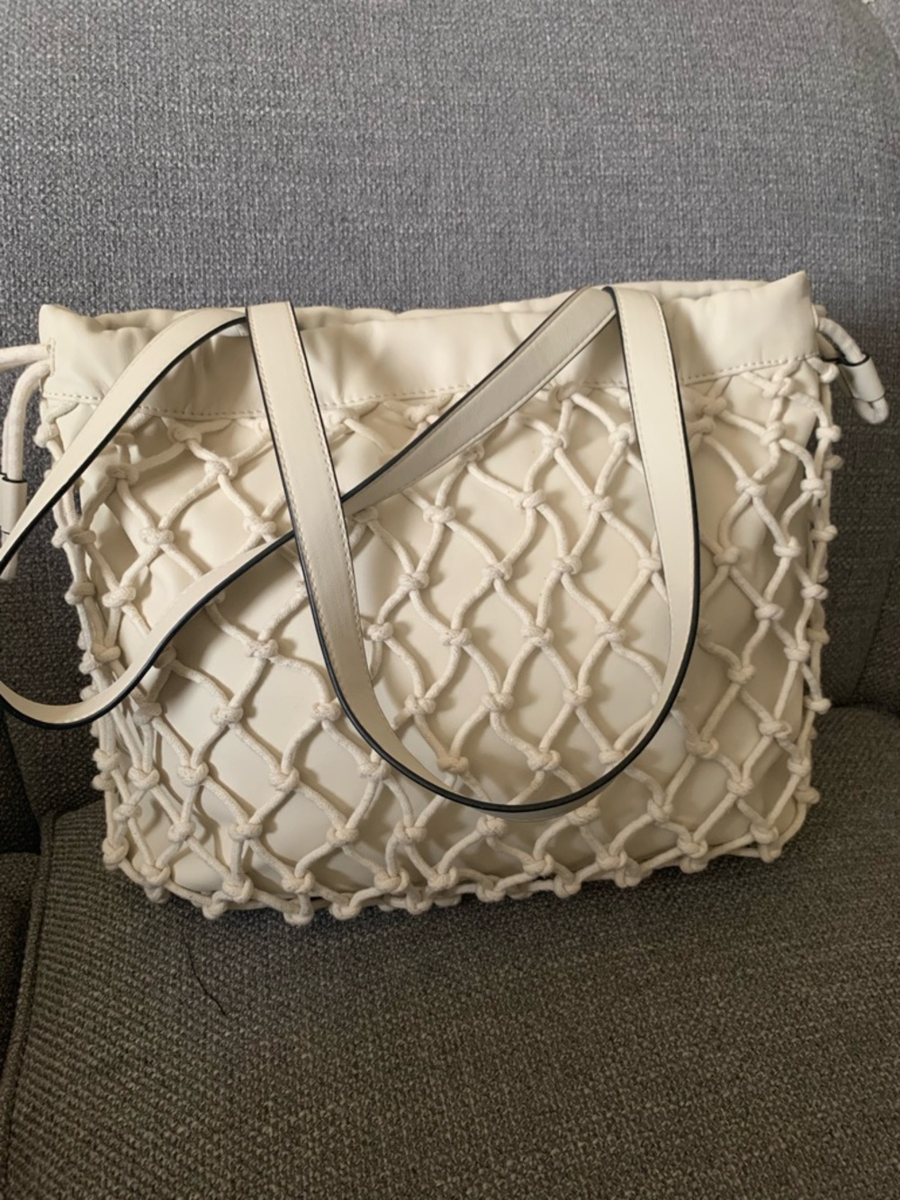 Simply Vera Vera Wang Cream Knotted Tote with Drawstring